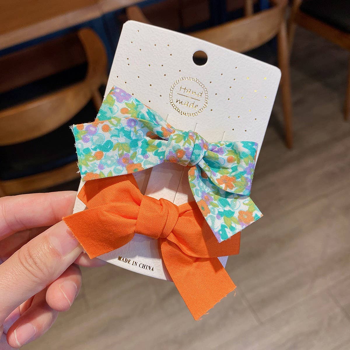 CWAHA07432_2PCS FLORAL BOW HAIR CLIPS FOR GIRLS KIDS