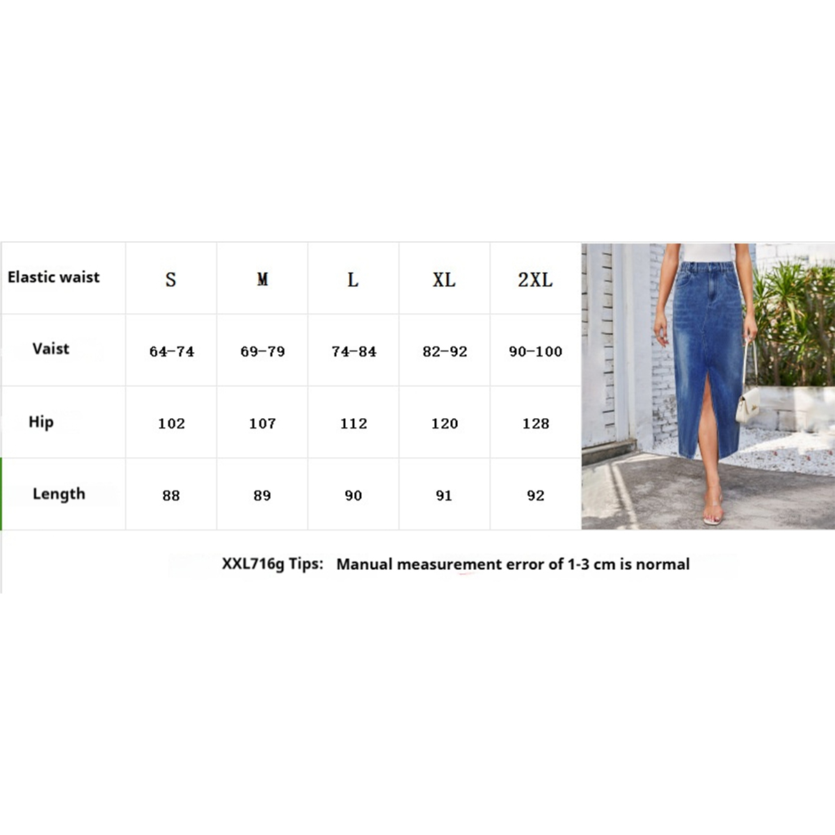 Women??¢s Washed Denim Midi Skirt with Slit_CWJSK0196