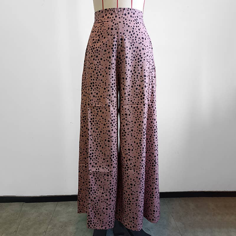 HIGH-WAISTED LEOPARD PRINT WIDE-LEG PANTS FLARED