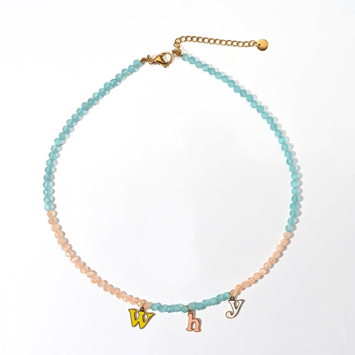 Elegant Handmade Stone Necklace with Steel Pendant