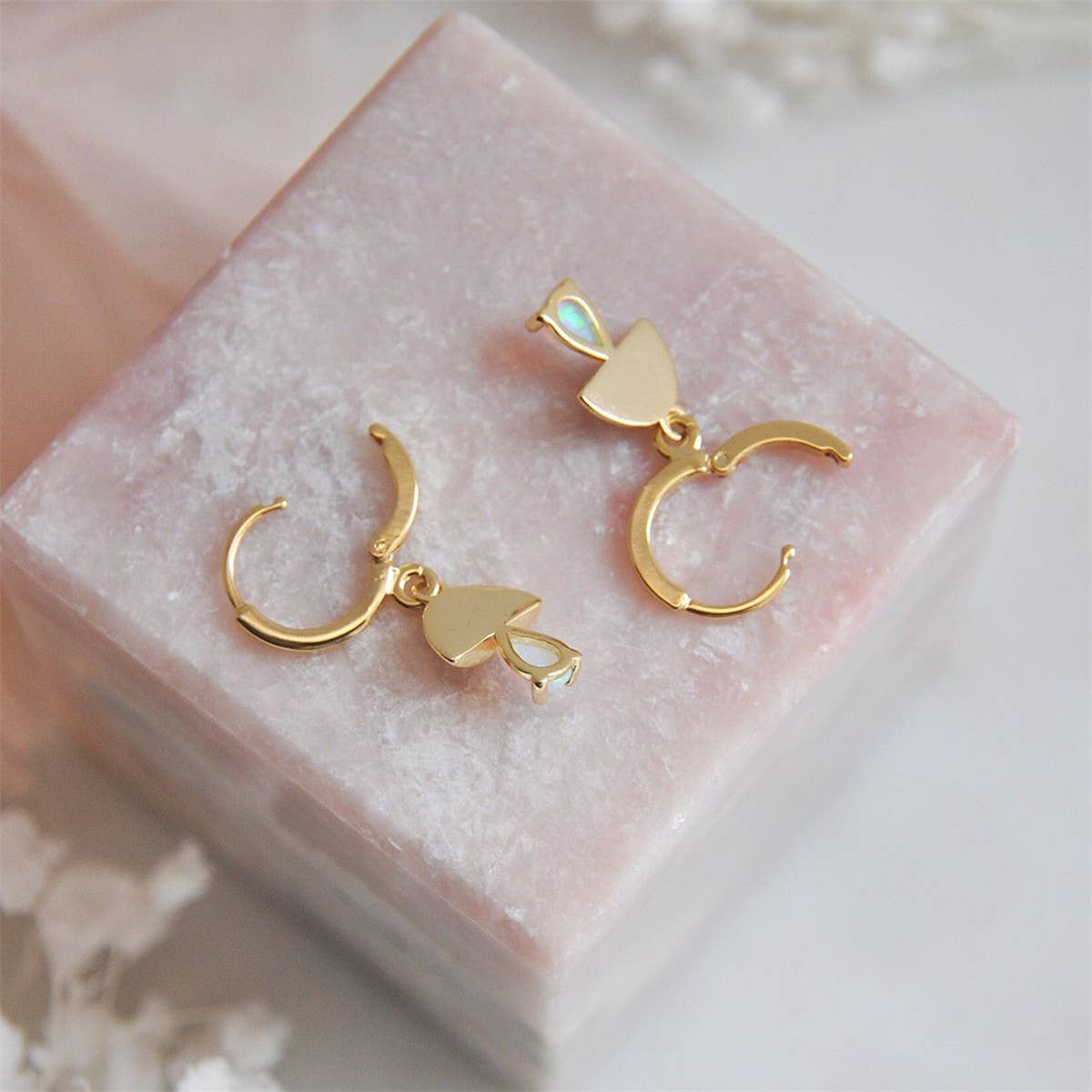 Lock Charm Opal Drop Earrings Colorfast Jewelry