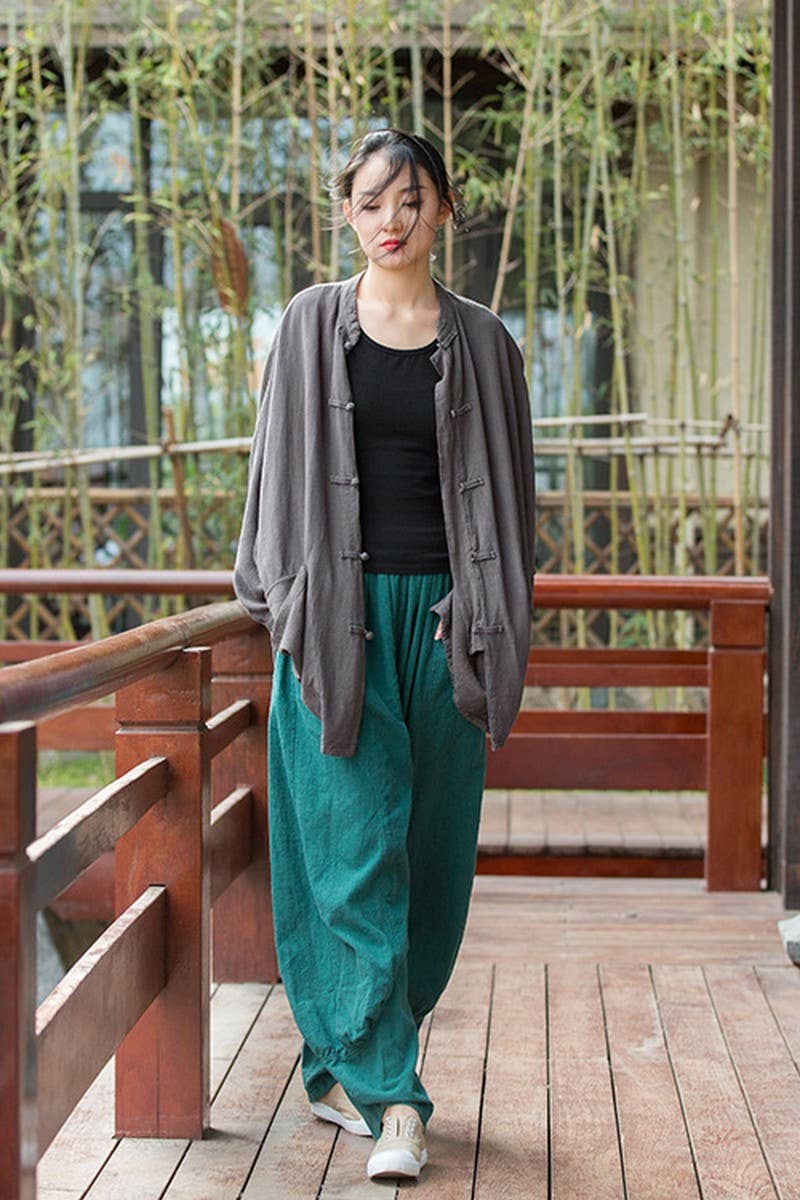 CWBLP1379_SOLID COLOR RAMIE SAND-WASHED WIDE-LEG PANTS