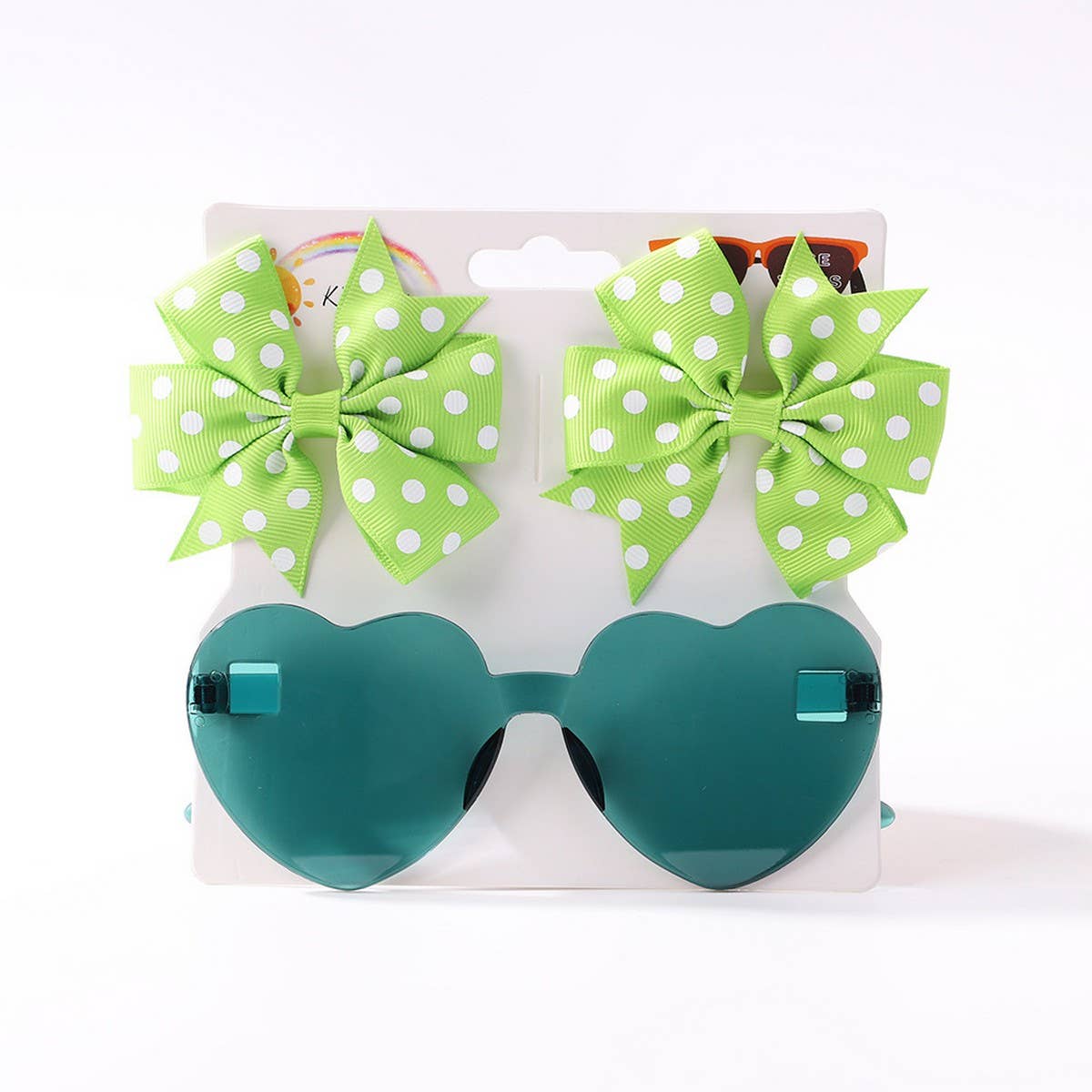 Kids Polka Dot Grosgrain Bow Hair Clip &Sunglasses