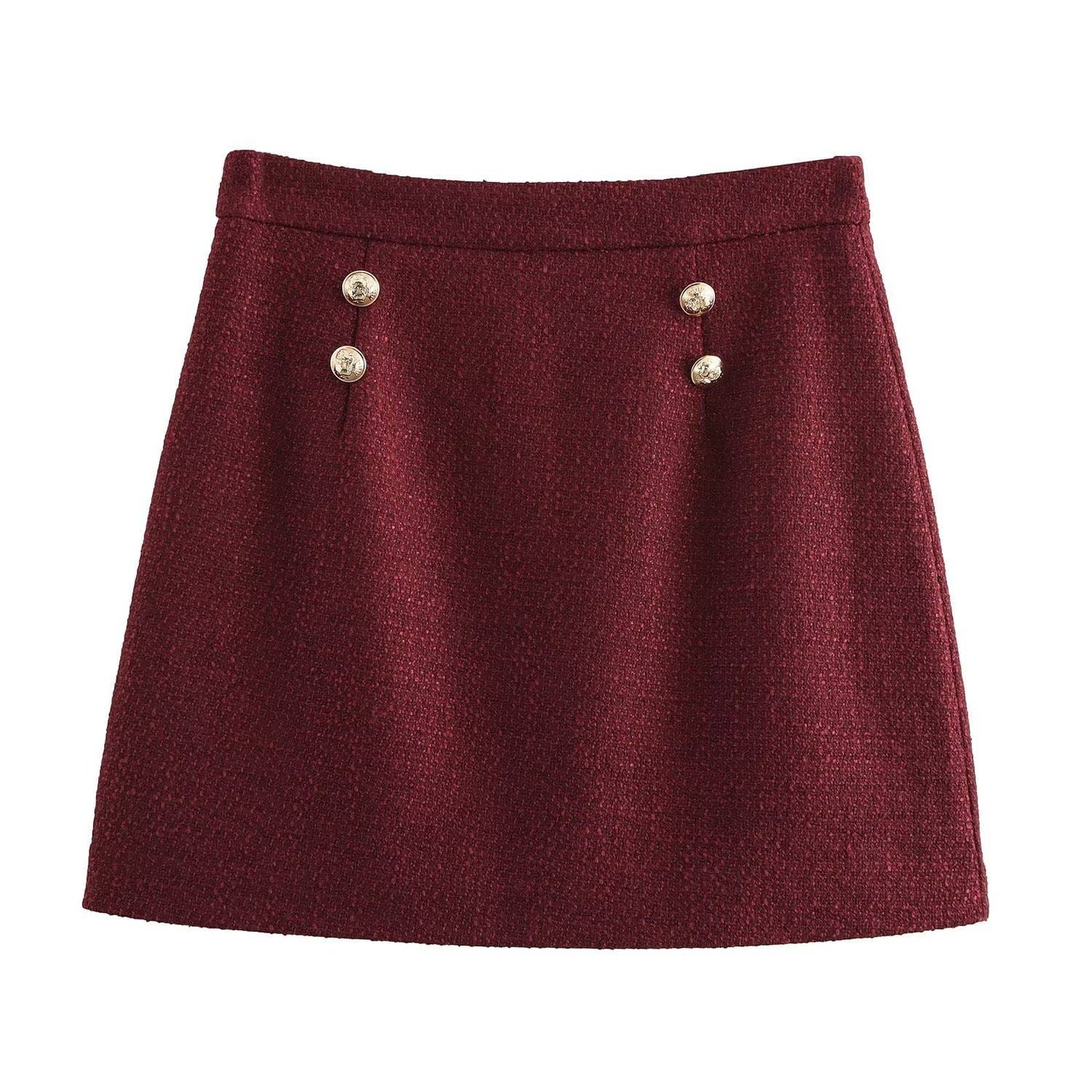 Short jacket short skirt suit with shoulder pads