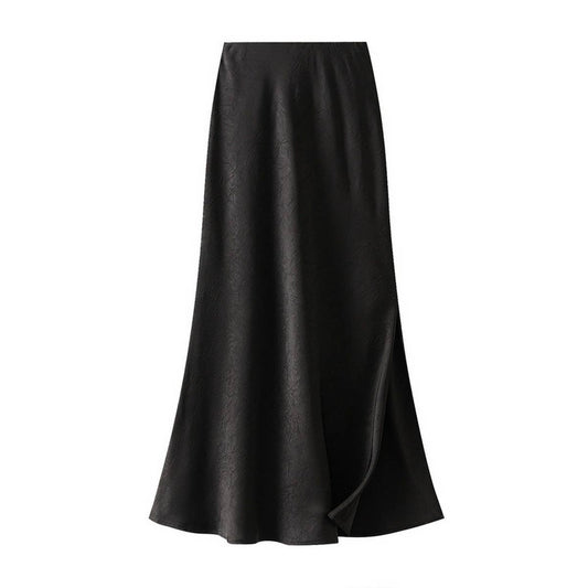 DARKPATTERN SATINFISHTAILSKIRTSLIT DRAPELONGSKIRT