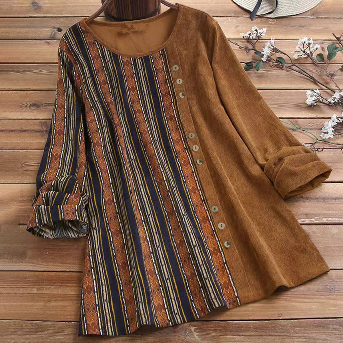 VINTAGE CREW-NECK LOOSE-FITTING LONG SLEEVES