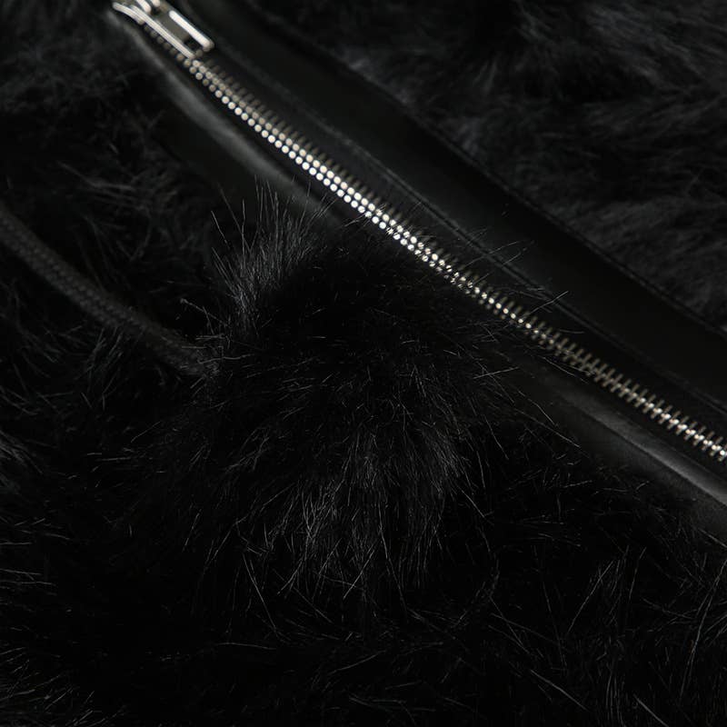 VINTAGE CRATERED PATCHWORK FURRY HOODIE JACKET