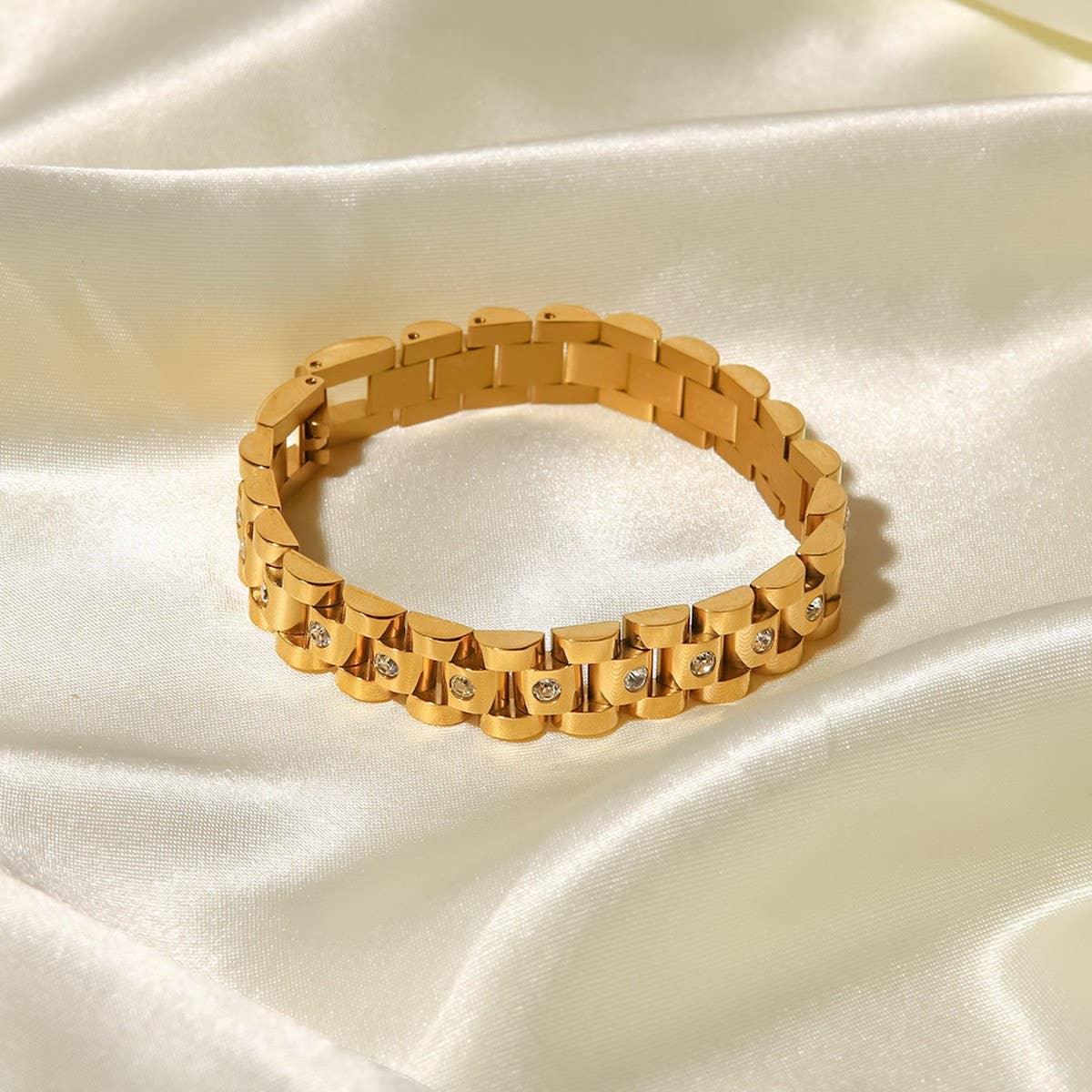 18K Gold Round White Zircon Delicate Bracelet_CWAJE4796