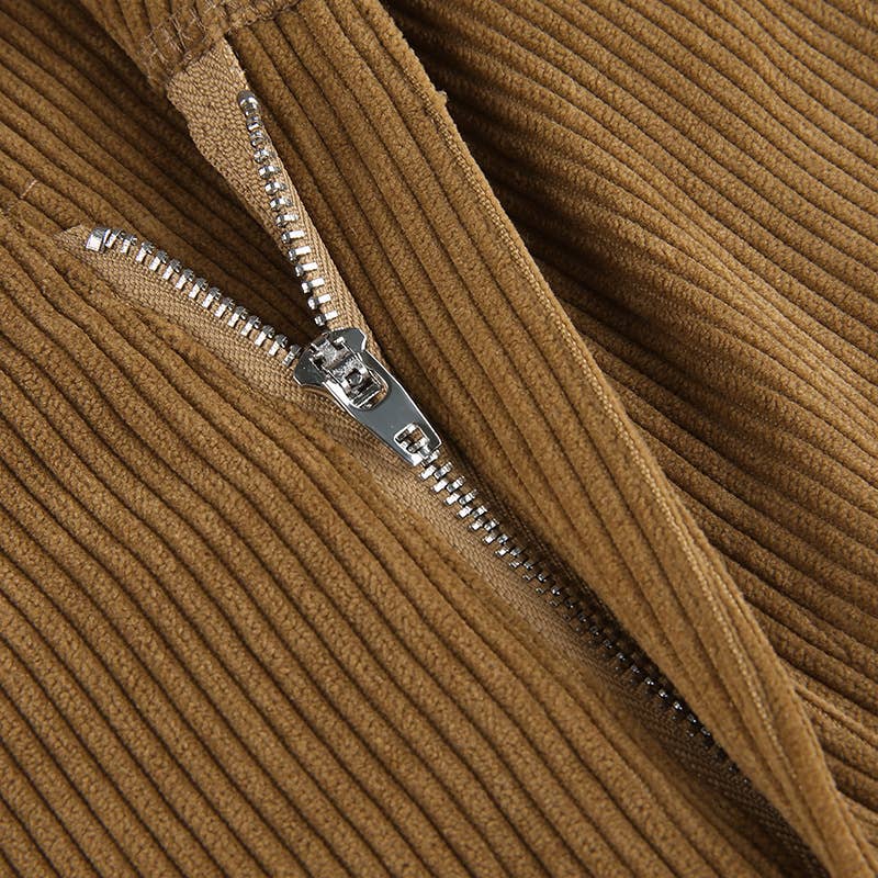 LOOSE-FITTING PANTS SOLID CORDUROY PANTS