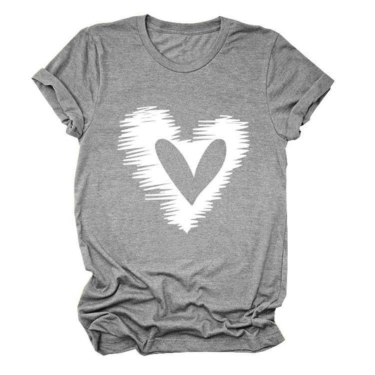 ROUND NECK LOVE PRINTED SHORT SLEEVED T SHIRT_CWTTS0748