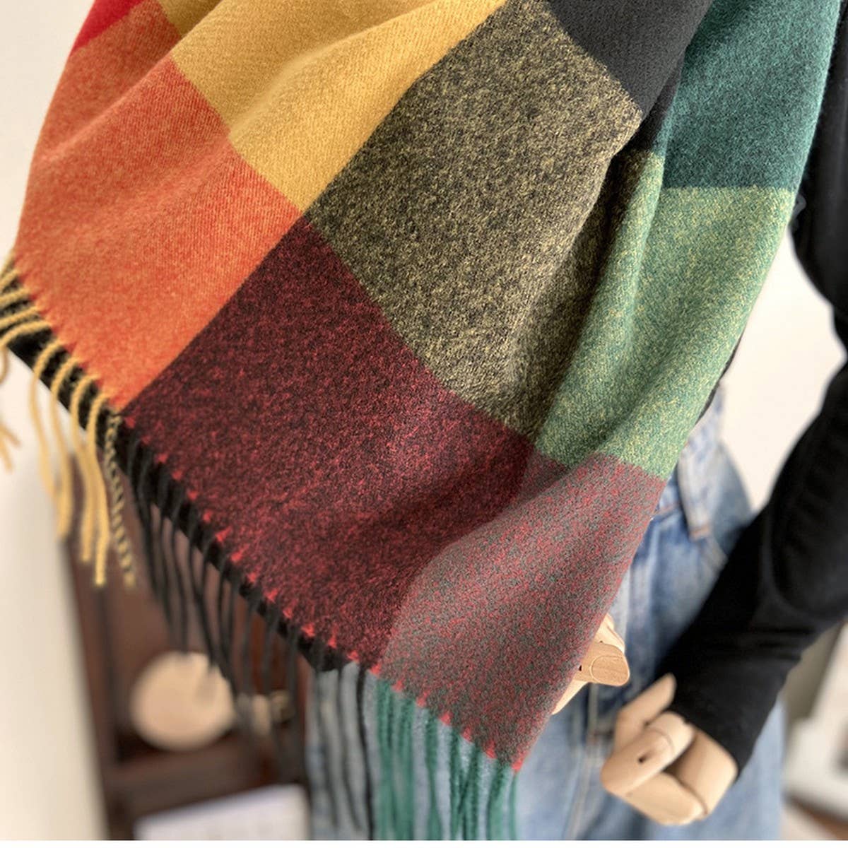 Warm Plaid Scarf Shawl for Women--Soft Winter Wrap