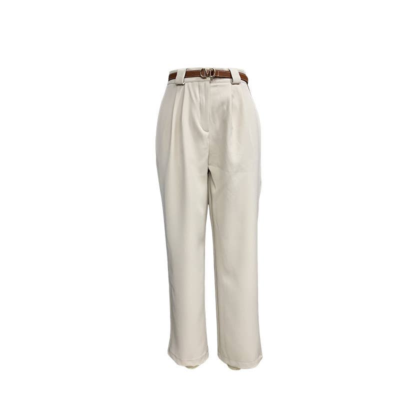 SOLID COLOR ALL-IN-ONE HIGH-WAISTED SUIT PANTS