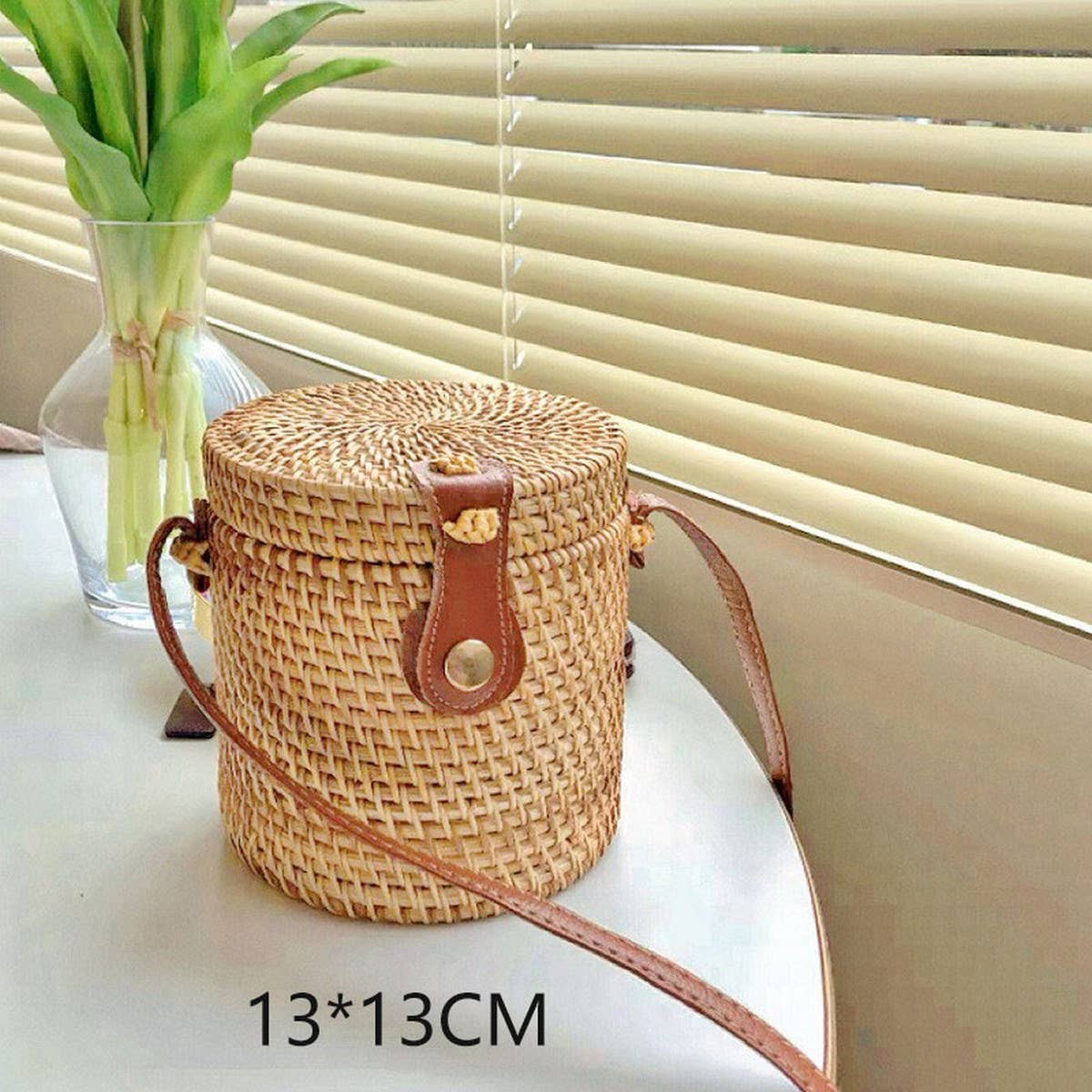 RATTAN WOVEN SMALL SQUAREBAG SHOULDER CROSSBODY BAG_CWMM4544