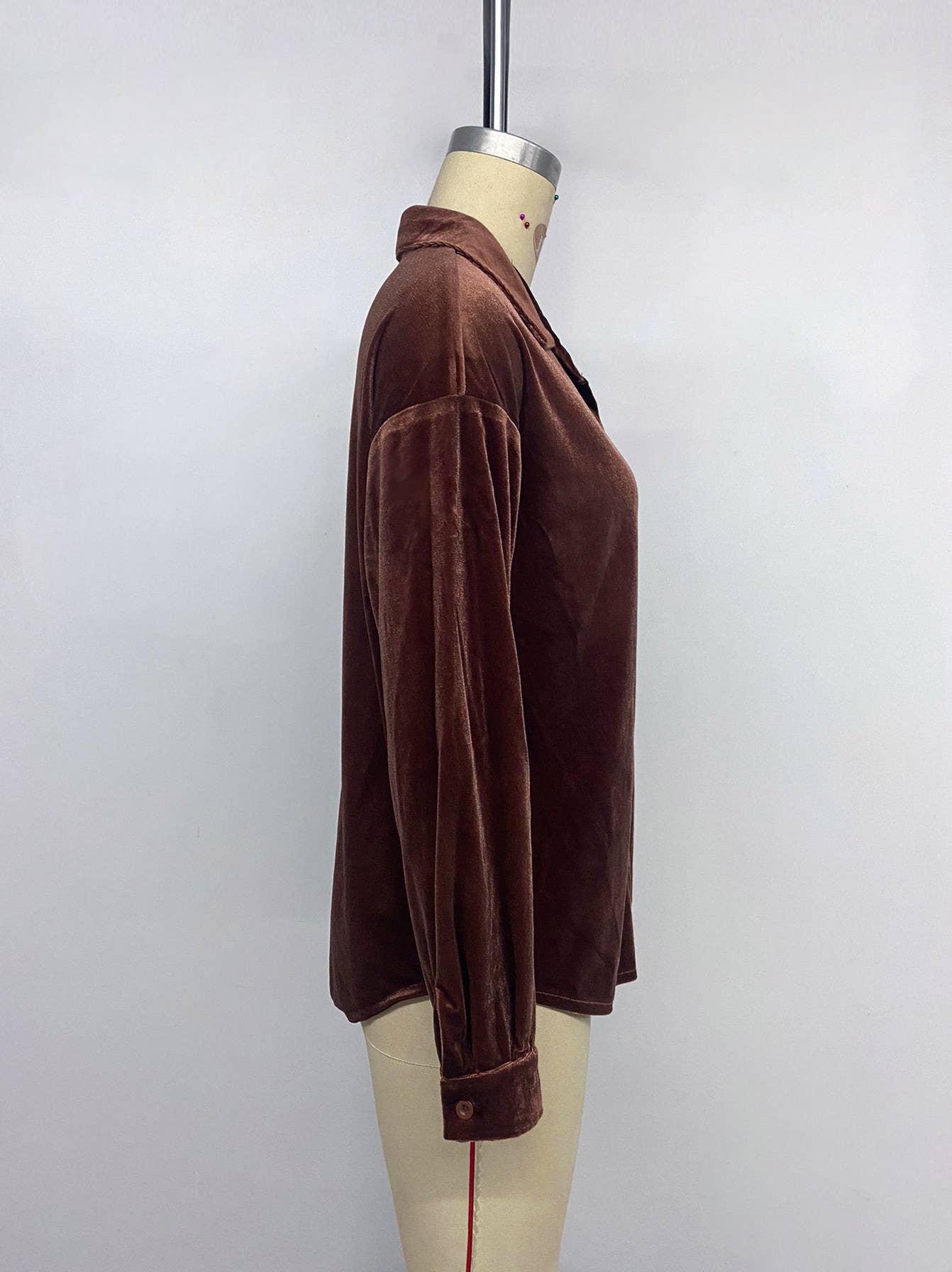 LONG SLEEVE LAPEL VELVET SINGLE-BREASTED SHIRT