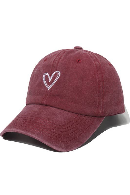 Spring Summer Wash Heart Baseball Cap, Sun Hat CWAH0012