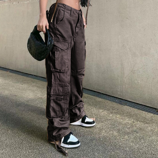 Urban Hip-Hop Washed Denim Cargo Pants