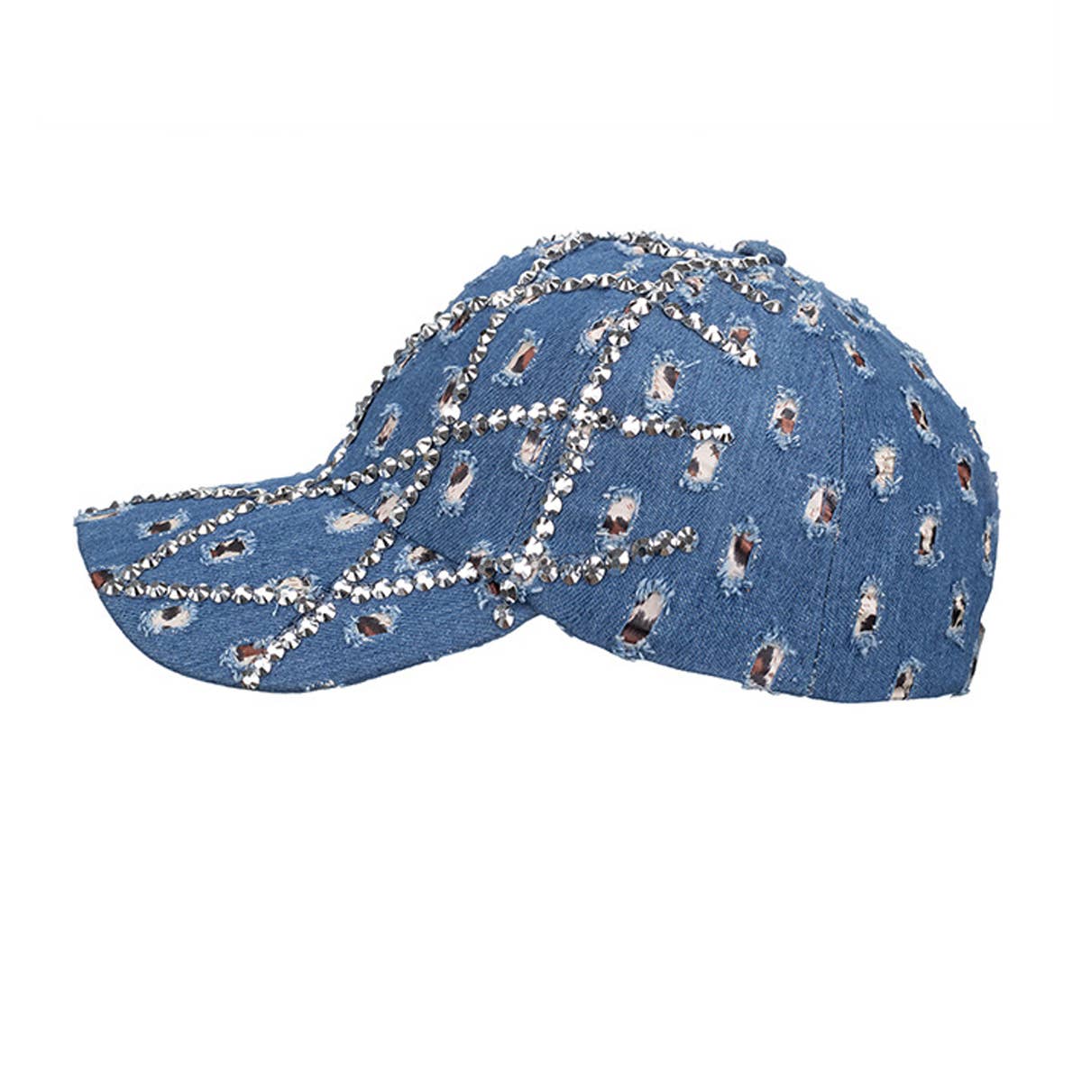 Women's Studded Denim Leopard Baseball Cap Sun Hat CWAH1528