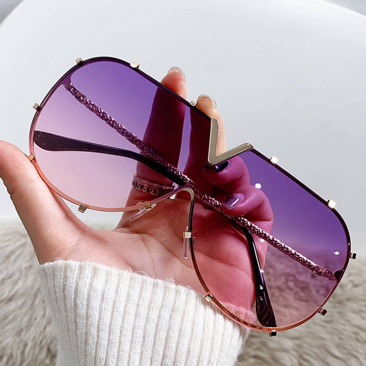 METAL FRAME ONE-PIECE LENSES SUNGLASSES