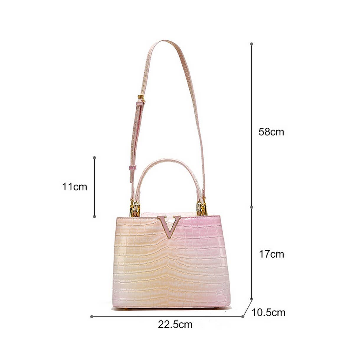 CROCODILE PATTERN HIGH-END SHINY LEATHER HANDBAG_CWAB3617