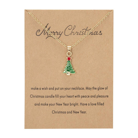 CWAJE2559_CHRISTMAS OIL PAPER CARD NECKLACE