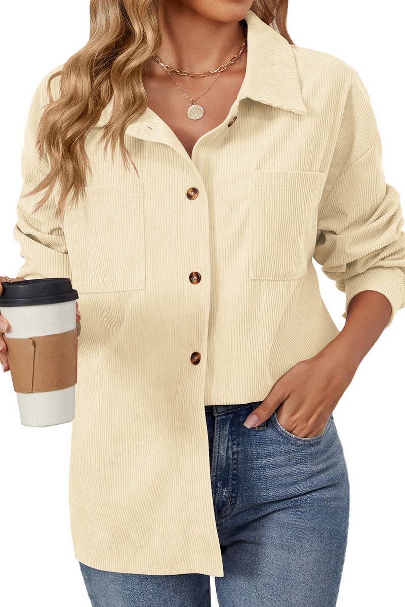 CWOBL0187_COLLAR POCKET COLLAR SOLID COLOR SPLICING SHIRT