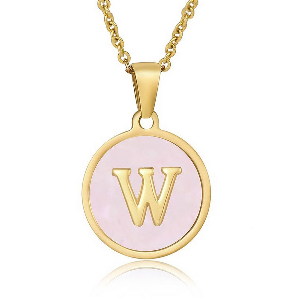 ROUND 18K GOLD STAINLESS STEEL 26LETTERS NECKLACE