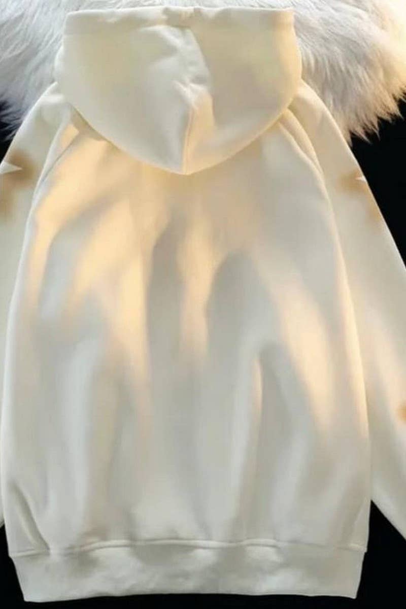 CWOCO1185_STAR PRINT LOOSE CASUAL ZIP-UP HOODED JACKET