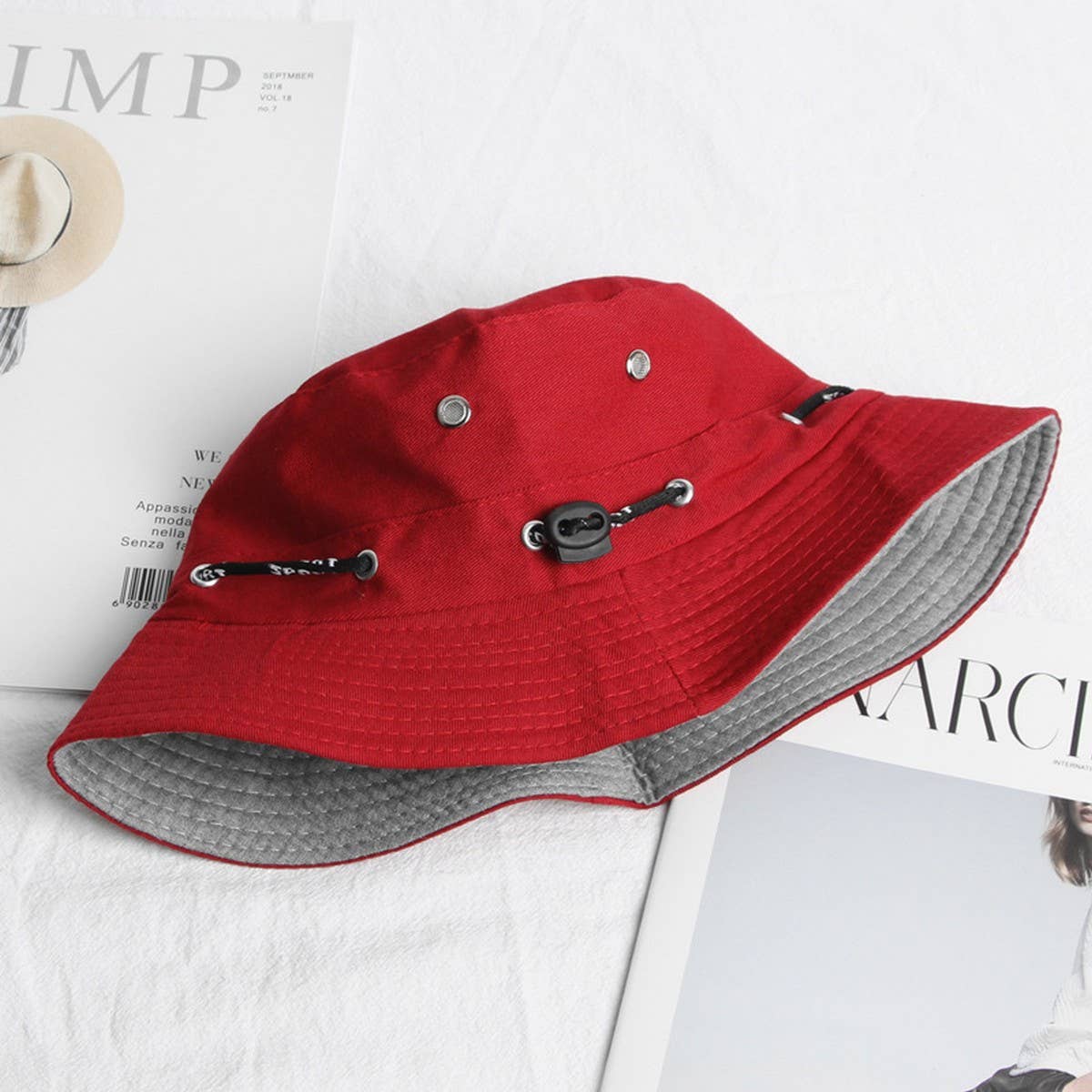 CWAH1519_SOLID COLOR CASUAL REVERSIBLE SUNSCREEN BUCKET HAT