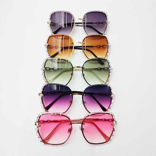 WOMEN UV PROTECTION RHINESTONE SUNGLASSES