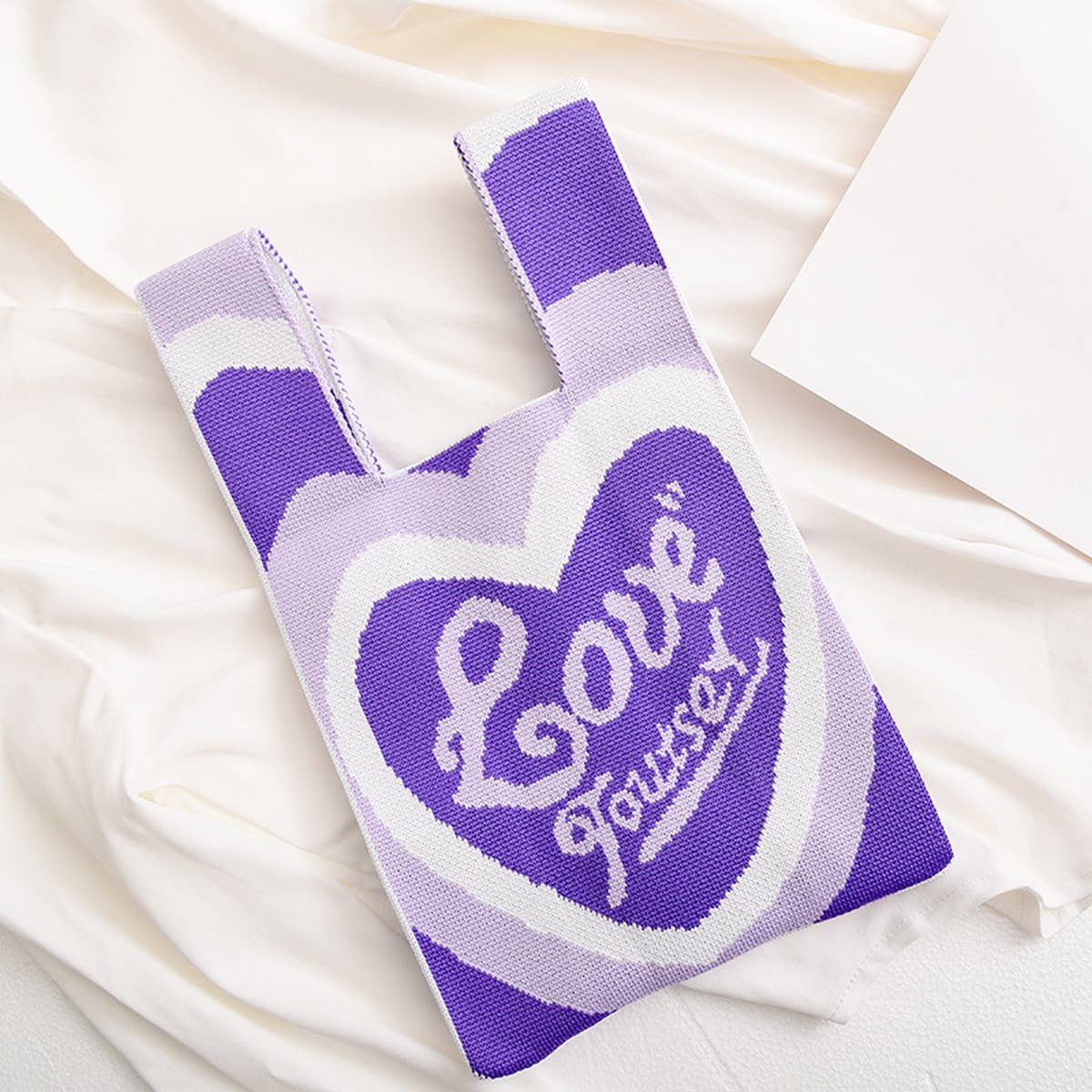 WOMEN KNIT CLUTCH PURSE LOVE SHOULDER TOTE BAG_CWAB0884