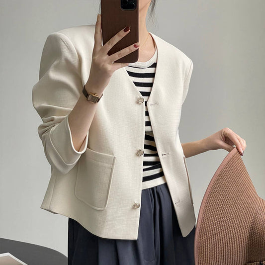 Small fragrance collarless suit jacket