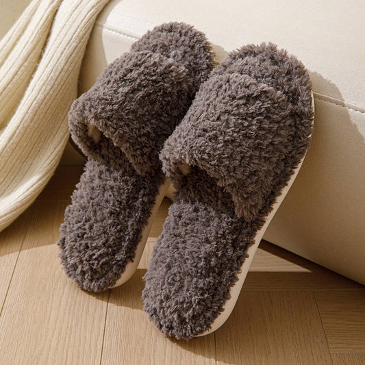 HOME SOLID COLOR CURLY COTTON SLIPPERS