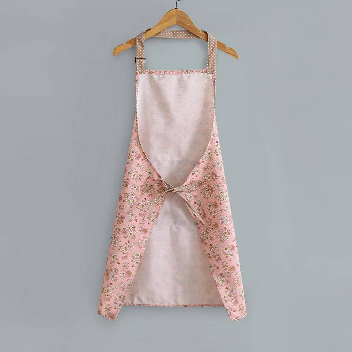 Floral Print Summer Thin Canvas Apron with pockets