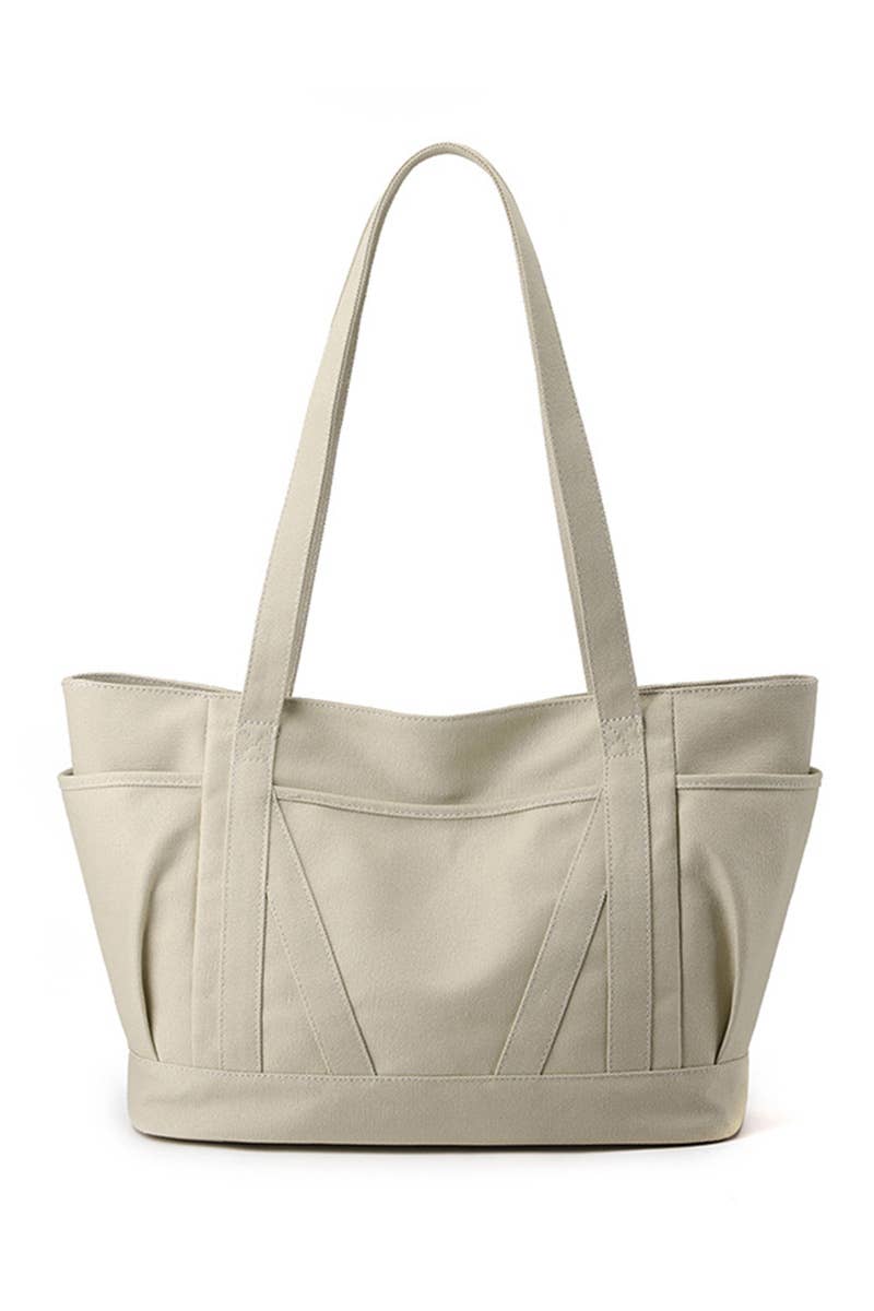 STORAGE POCKET LARGE CANVAS SHOPPER BAG_CUAB0102