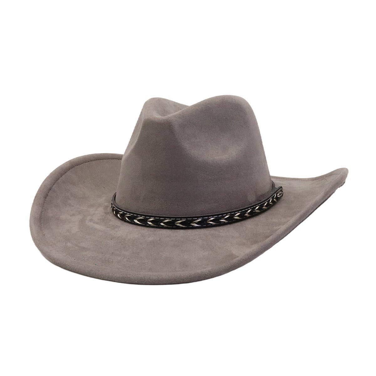 Unisex Western Suede Cowboy FedoraHat Ethnic Style_CWAH04398
