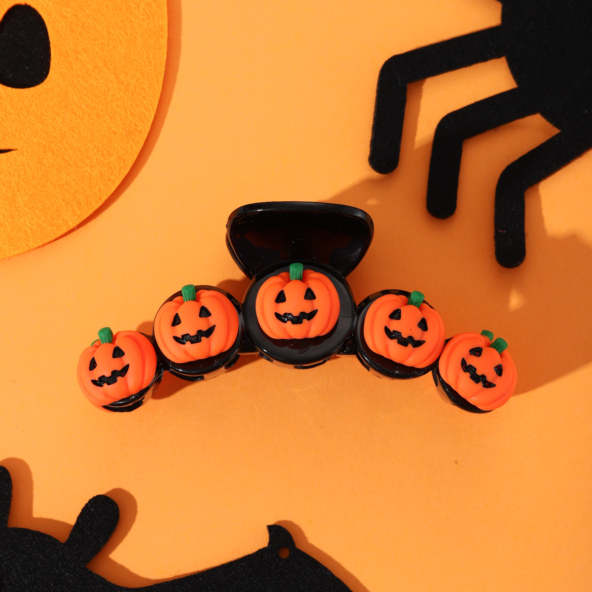 Halloween Pumpkin & Witch Hat Hair Claw_CWAHA1464