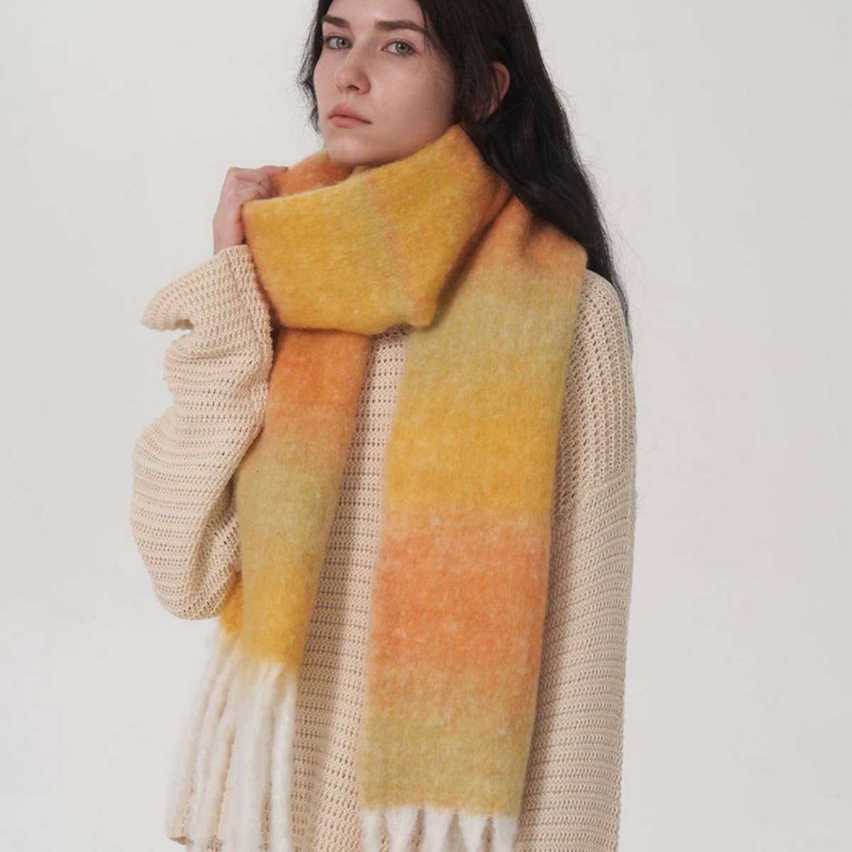 Gradient Wool Scarf for Women-Luxury Winter Warmth
