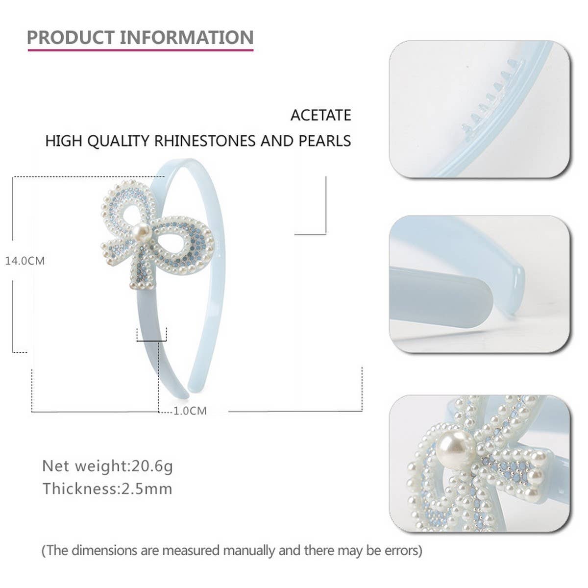 FASHION ACETATE PEARL BOW HAIRBAND HAIRPIN_CWAHA4370