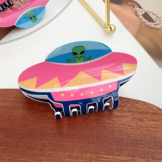 Creative cartoon anime grab alien spaceship grab