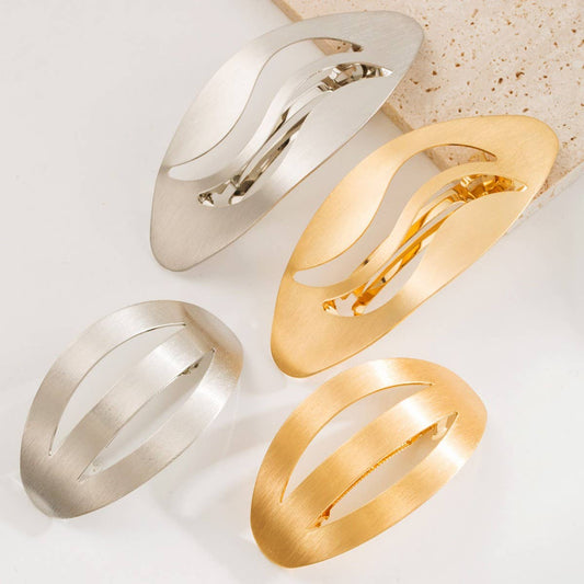 Glossy Geometric Metal Spring Hair Claw Clip