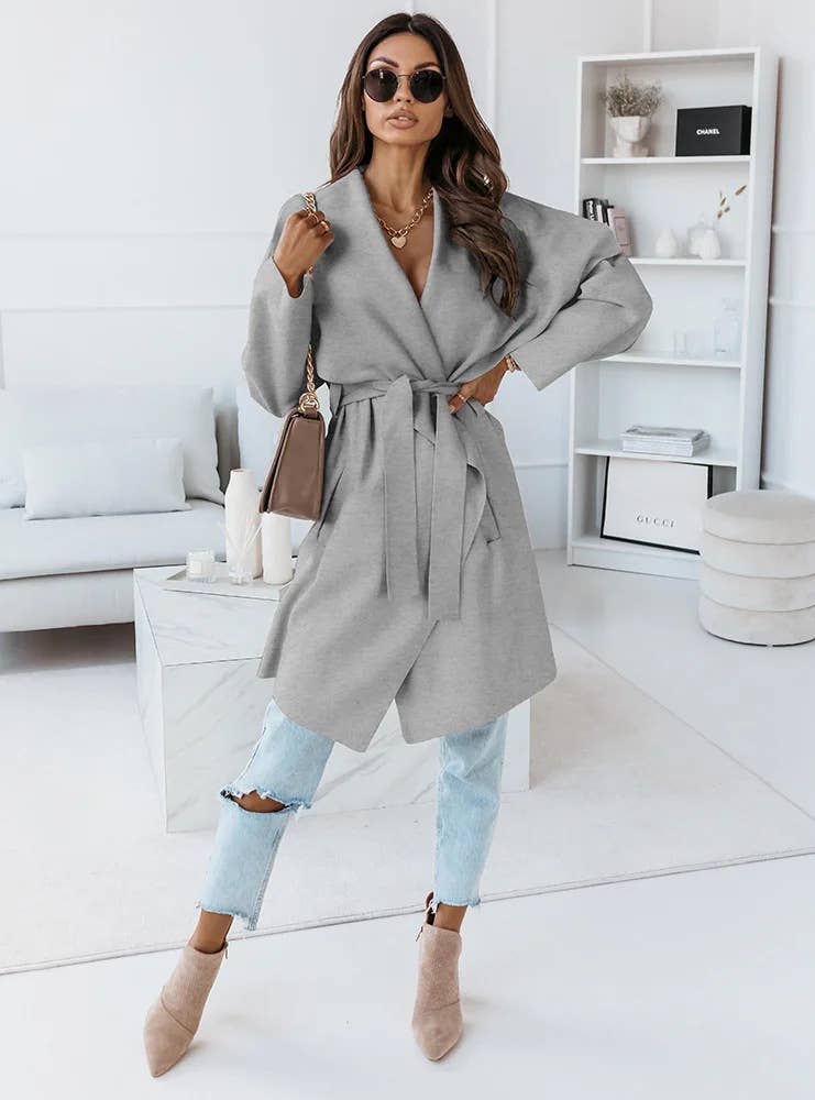 FASHION LONG SLEEVE LACE-UP CARDIGAN SWEATER COAT