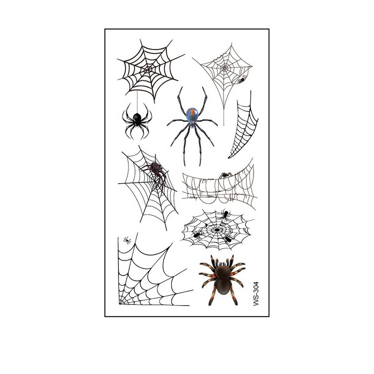 Waterproof 3D Spider & Web Tattoos for Halloween