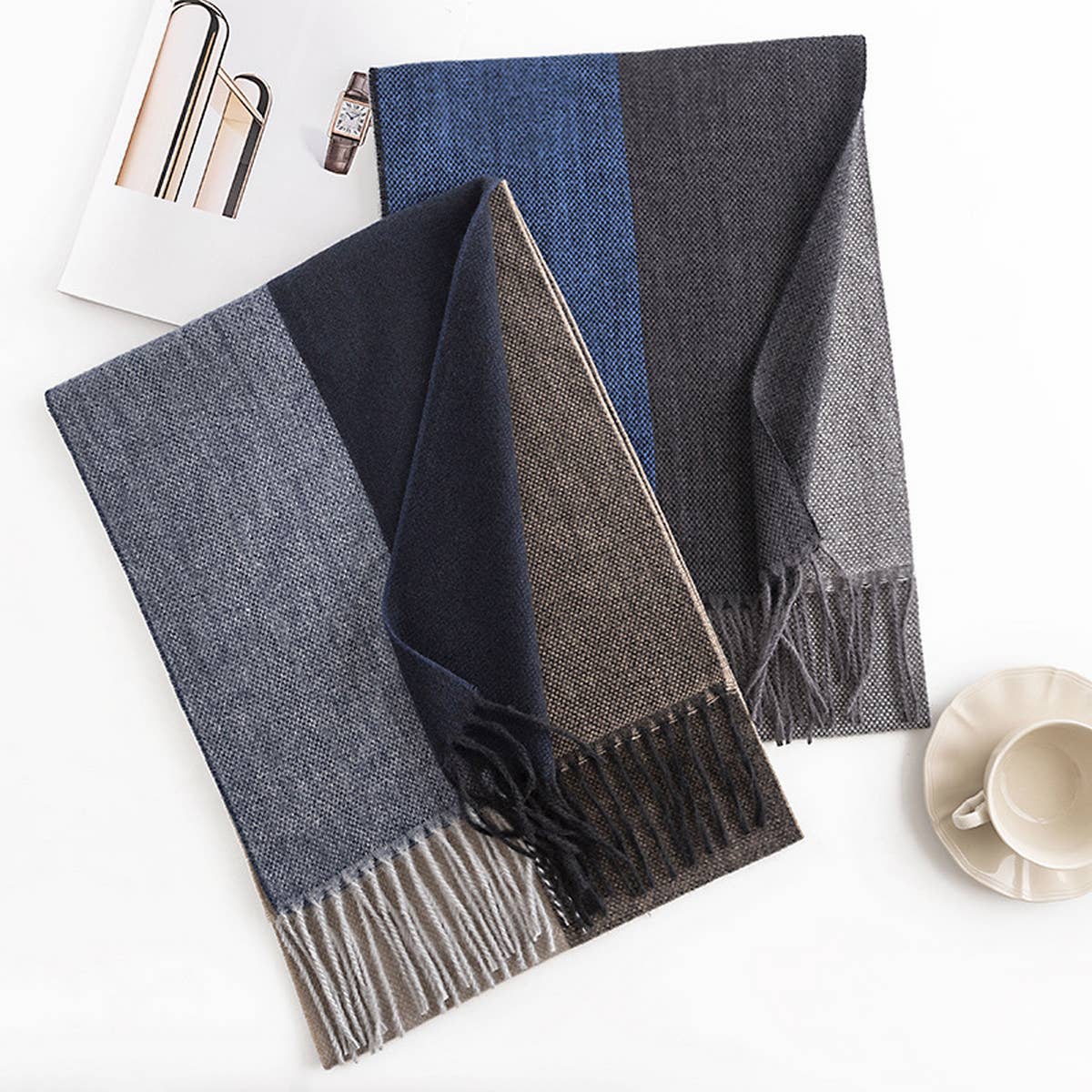 Men's Plaid Colorblock Scarf - Winter Warm Style