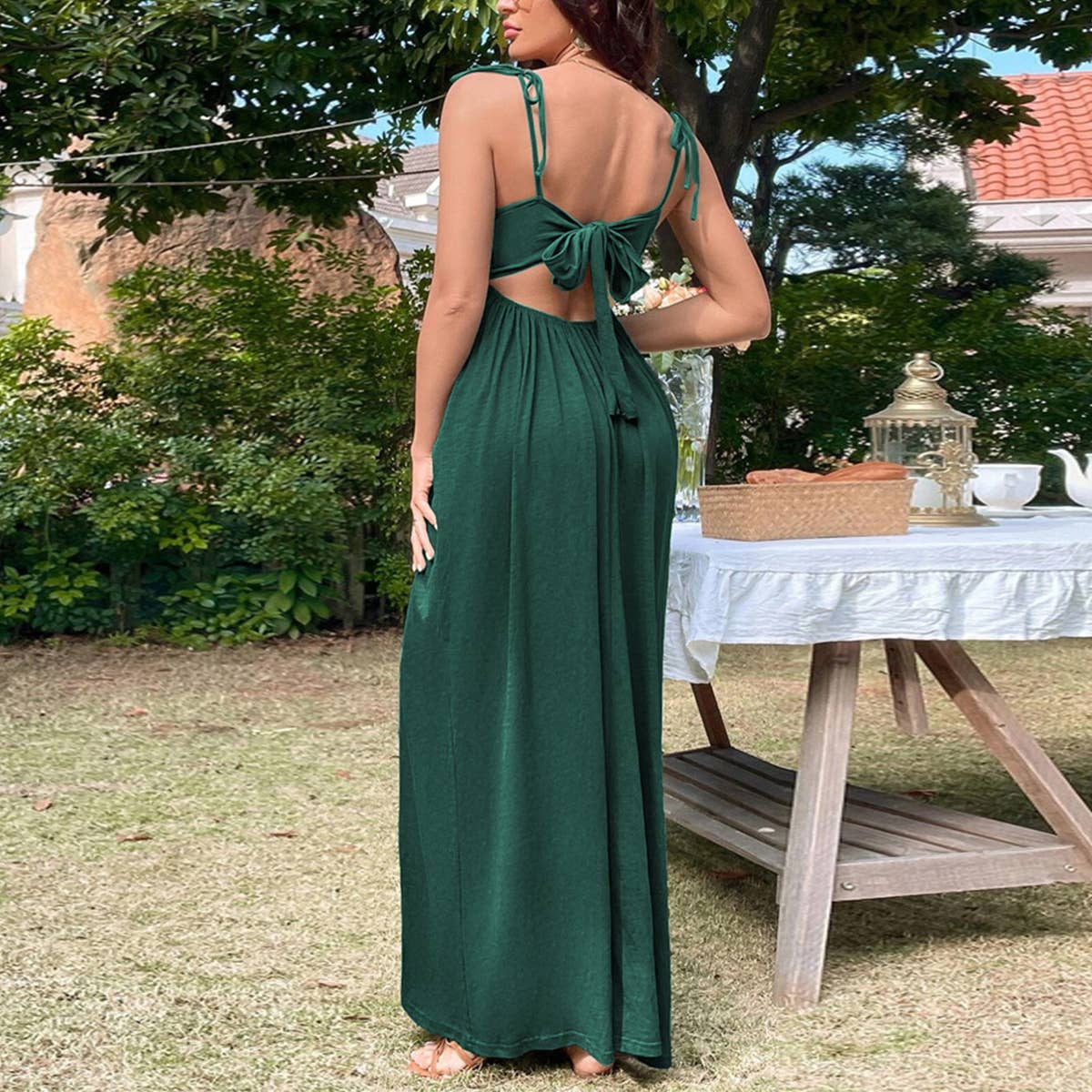 VACATION CHIC BEACH BACKLESS A LINE HALTER DRESS_CWDMD1418