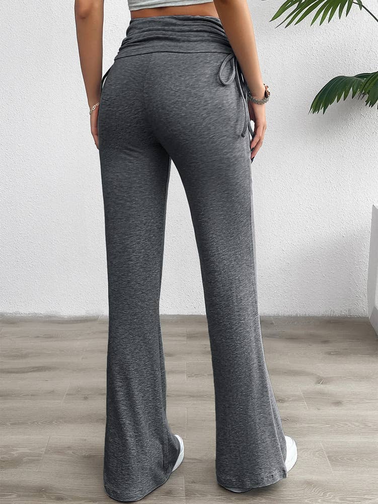 COMFORTABLE CASUAL SOLID COLOR SLIM PLEATED PANTS