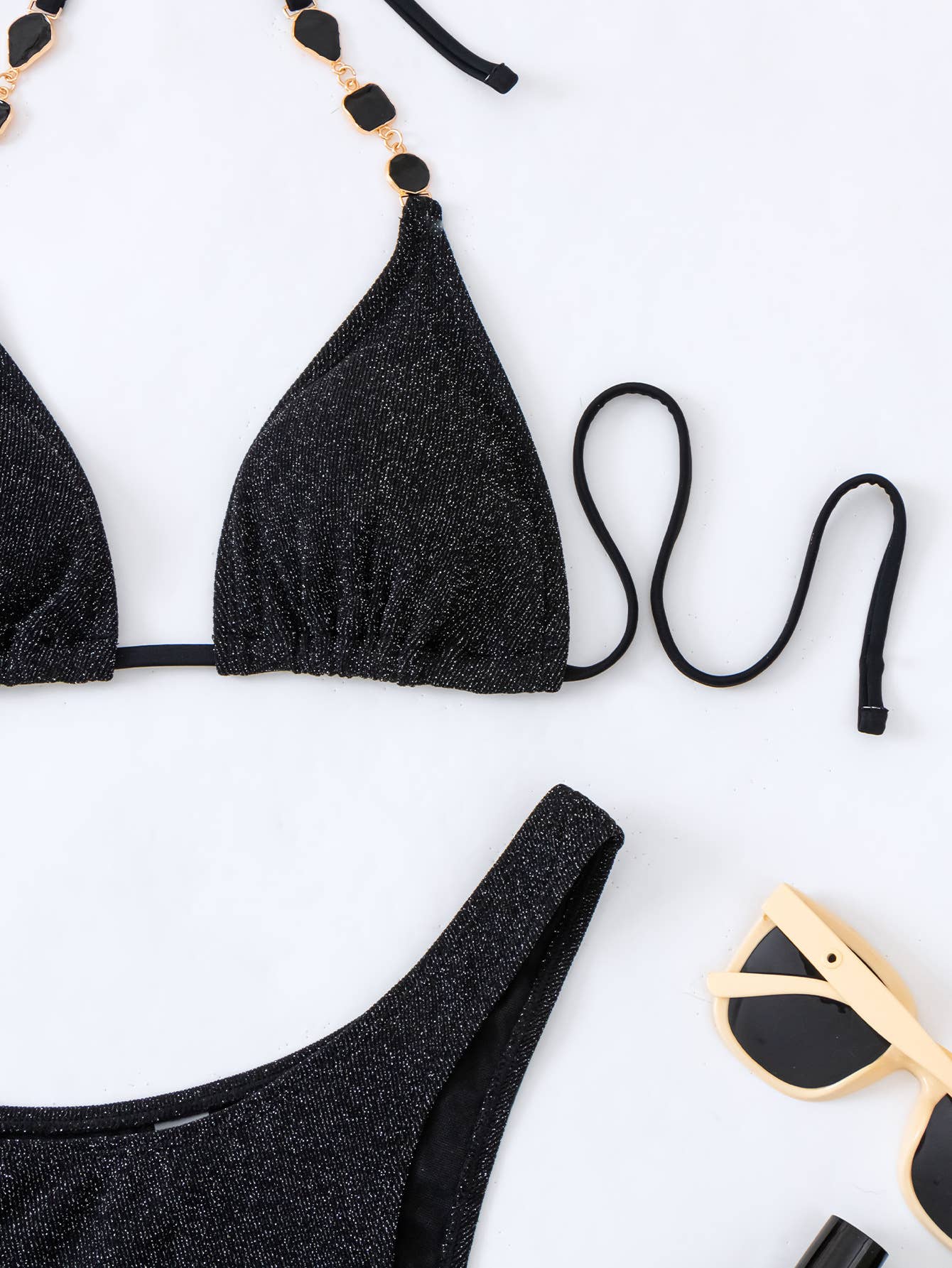 Sexy Sparkling 3-Piece Backless Bikini Beach Set