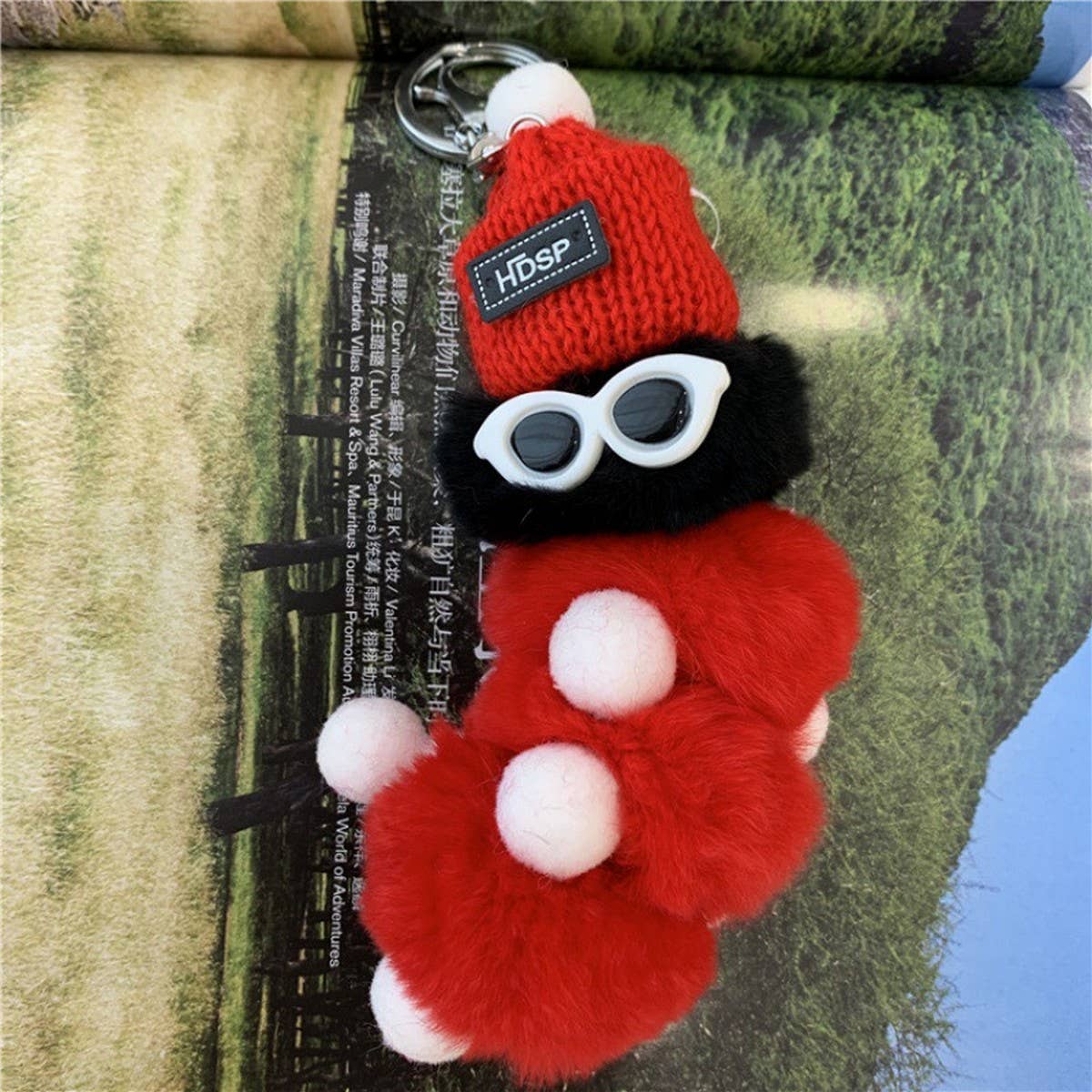 CATERPILLAR BAG PENDANT CUTE PLUSH CAR KEYCHAIN_CWMM2584