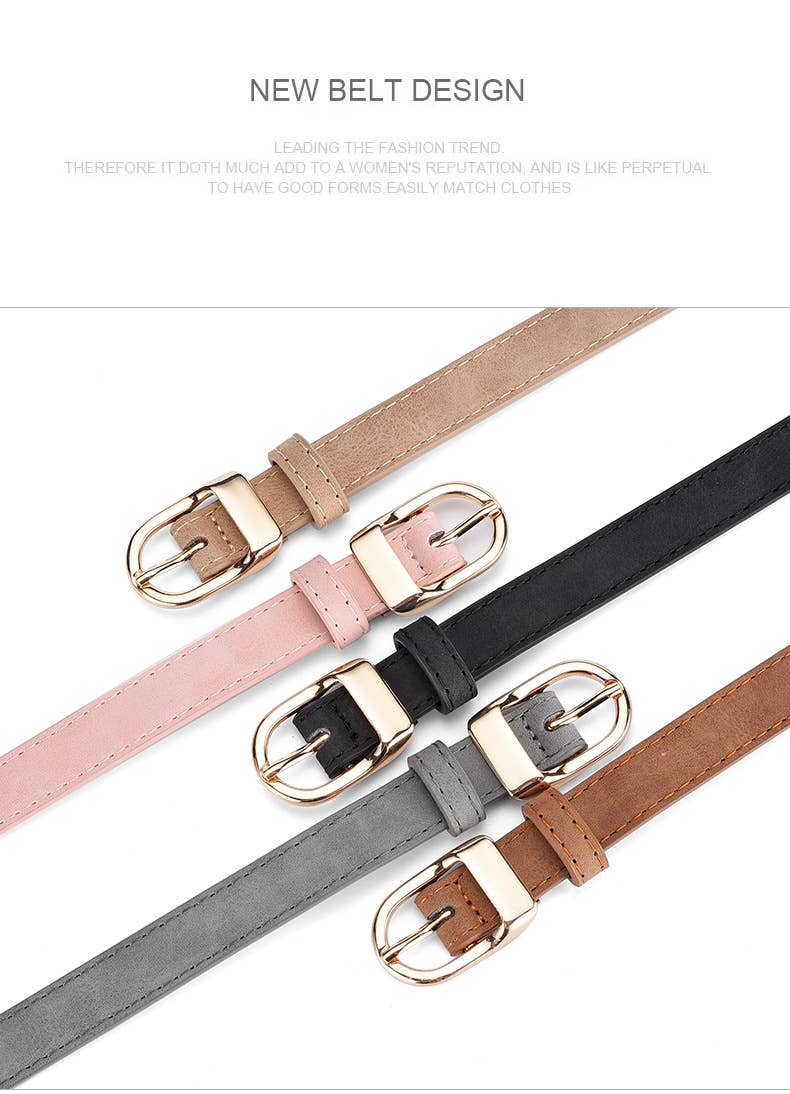 Stylish all-in-one D alloy pin buckle women's belt