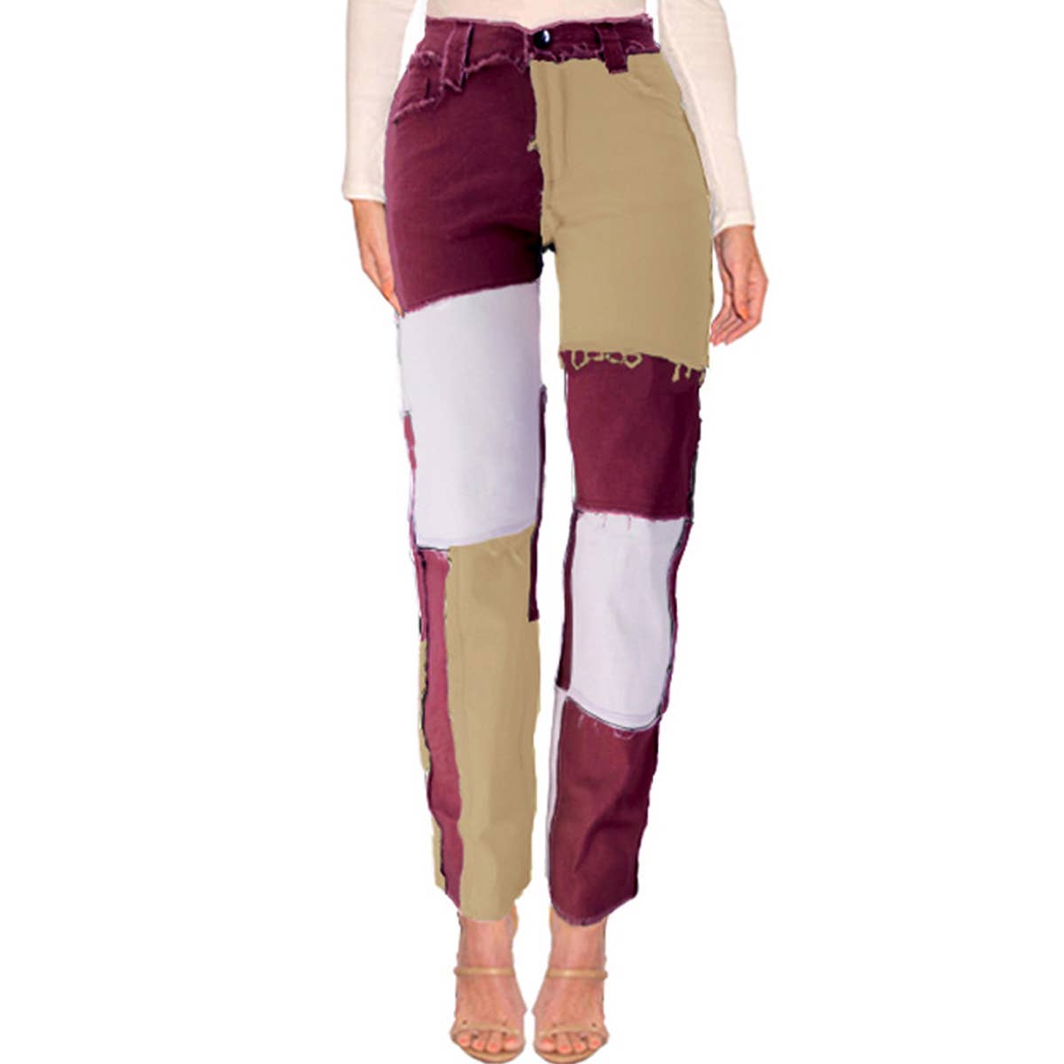 WOMENS DENIM PATCHWORK JEANS_CWJP0165