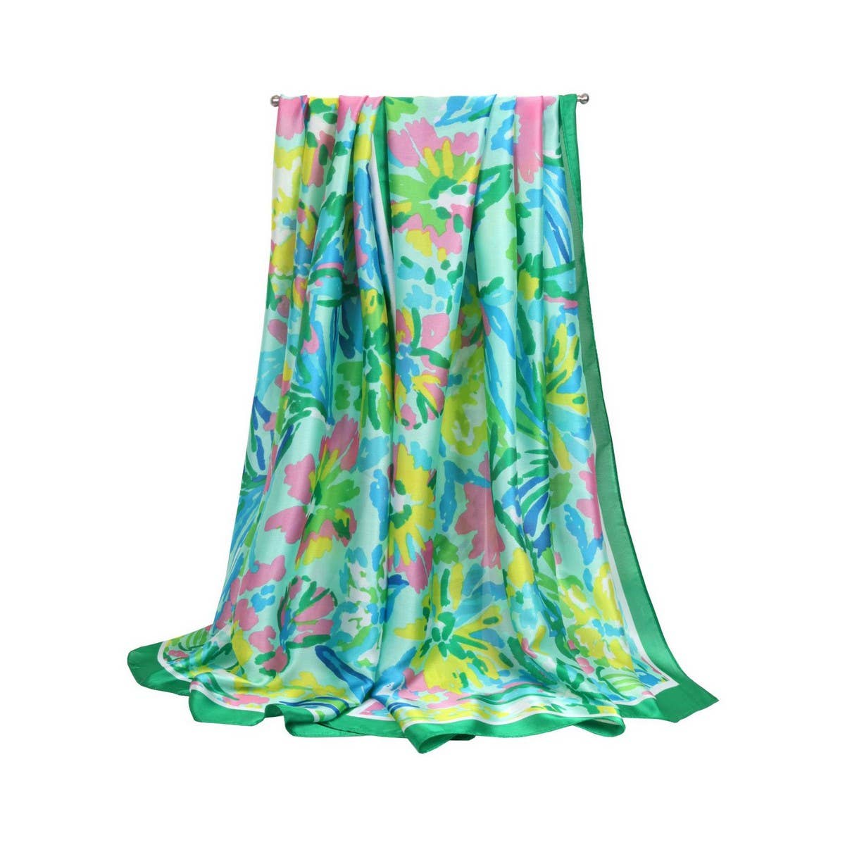 Rainbow Floral Satin Scarf - Summer Sunproof Wrap_CWASC0673